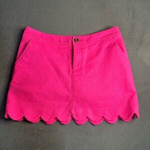Lilly Pulitzer Colette Scalloped Skort Textured Cotton hot pink Size 4